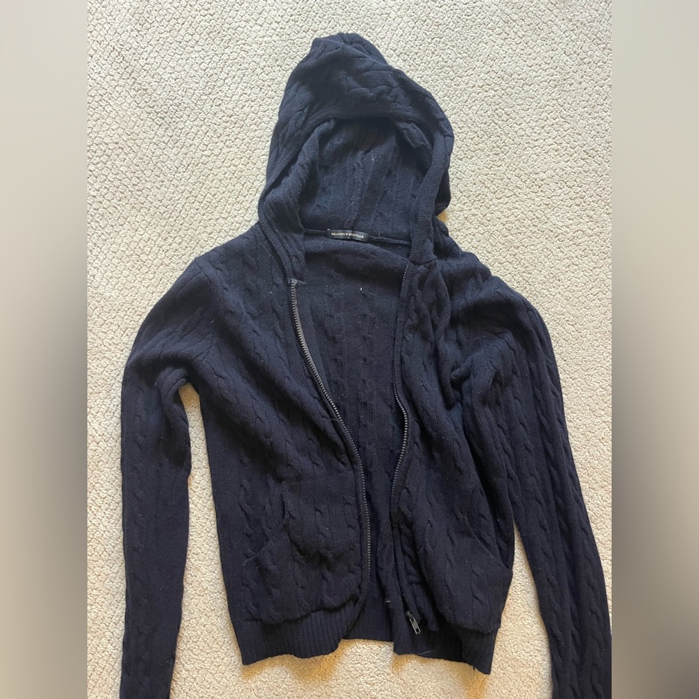 Brandy Melville Navy Cable Knit Zip Hoodie